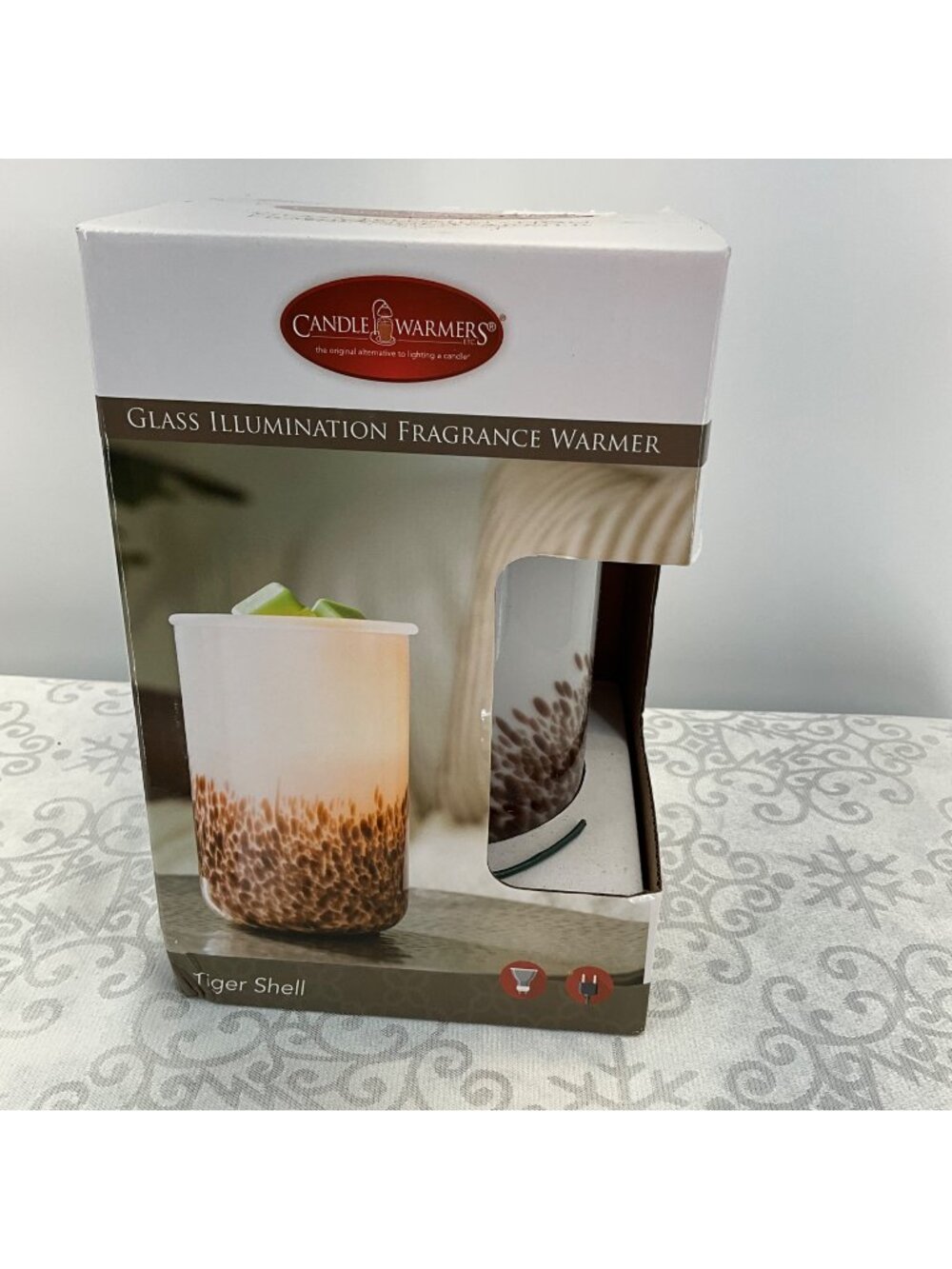 Glass Illumination Fragrance Warmer‎ Tiger Shell Design By Candle Warmers